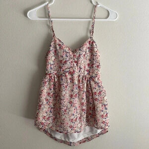 Japna Floral Print Backless Tie Back Spaghetti Strap Tank Top​​​​​​​​​​​